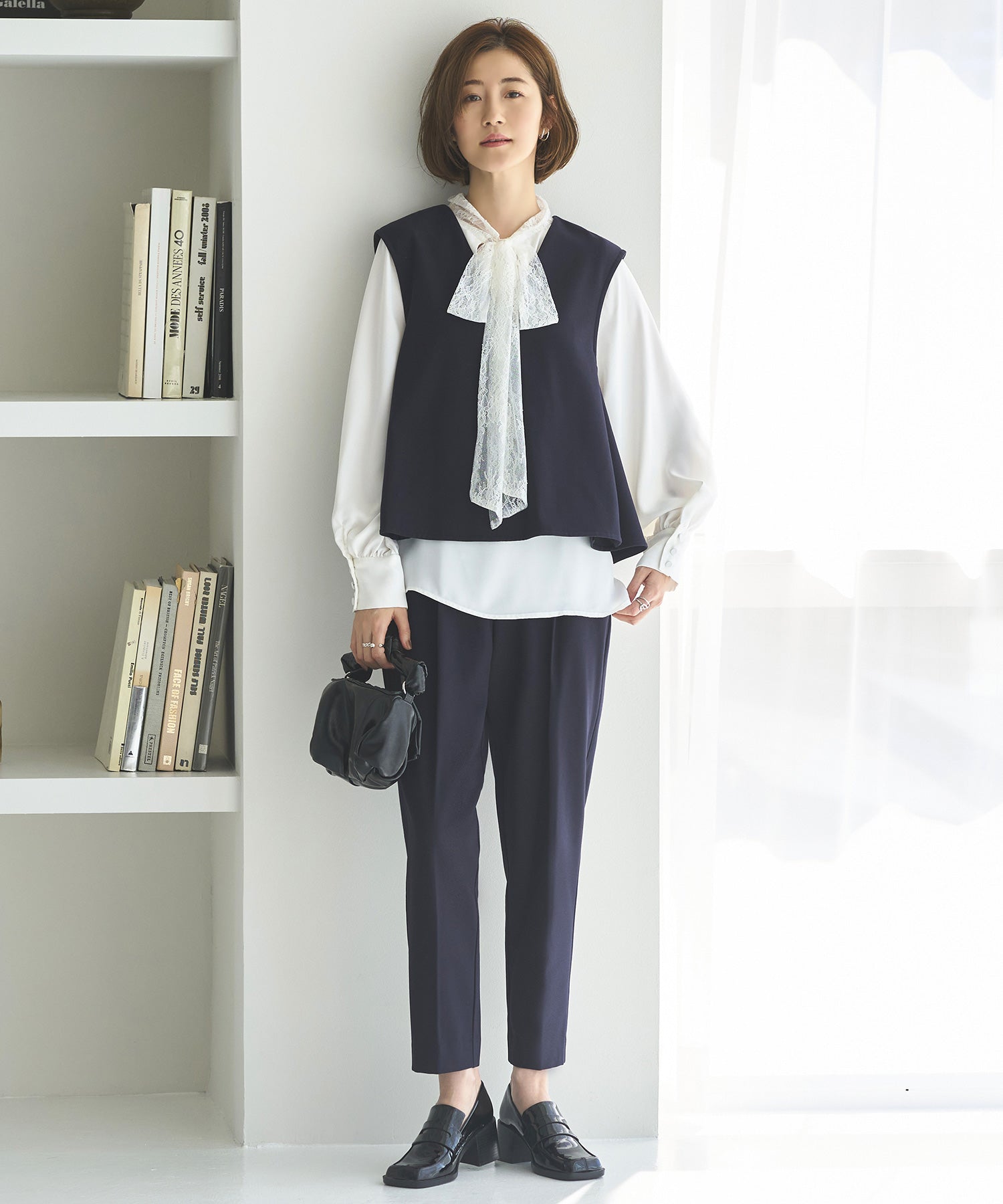 ルイルエブティック RUIRUE BOUTIQUE 【あたたか裏起毛シリーズ】選べるボトム フレアヘム ジレ＆シークレットゴム・フレアスカート/テーパードパンツ （パンツ/ネイビー） パンツ/ネイビー