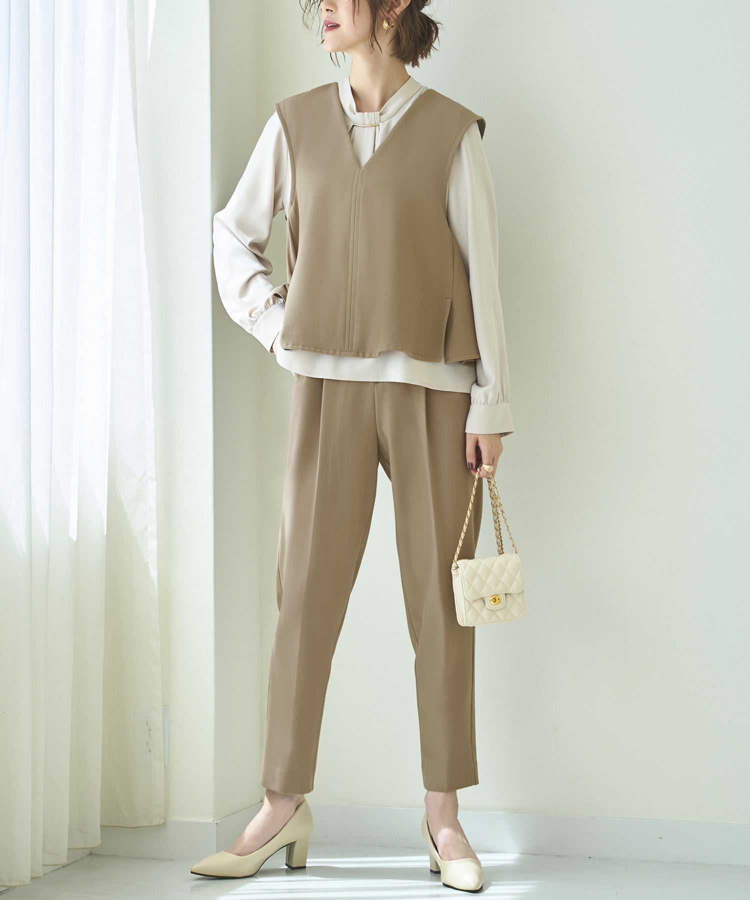 ルイルエブティック RUIRUE BOUTIQUE 【あたたか裏起毛シリーズ】選べるボトム フレアヘム ジレ＆シークレットゴム・フレアスカート/テーパードパンツ （パンツ/モカ） パンツ/モカ