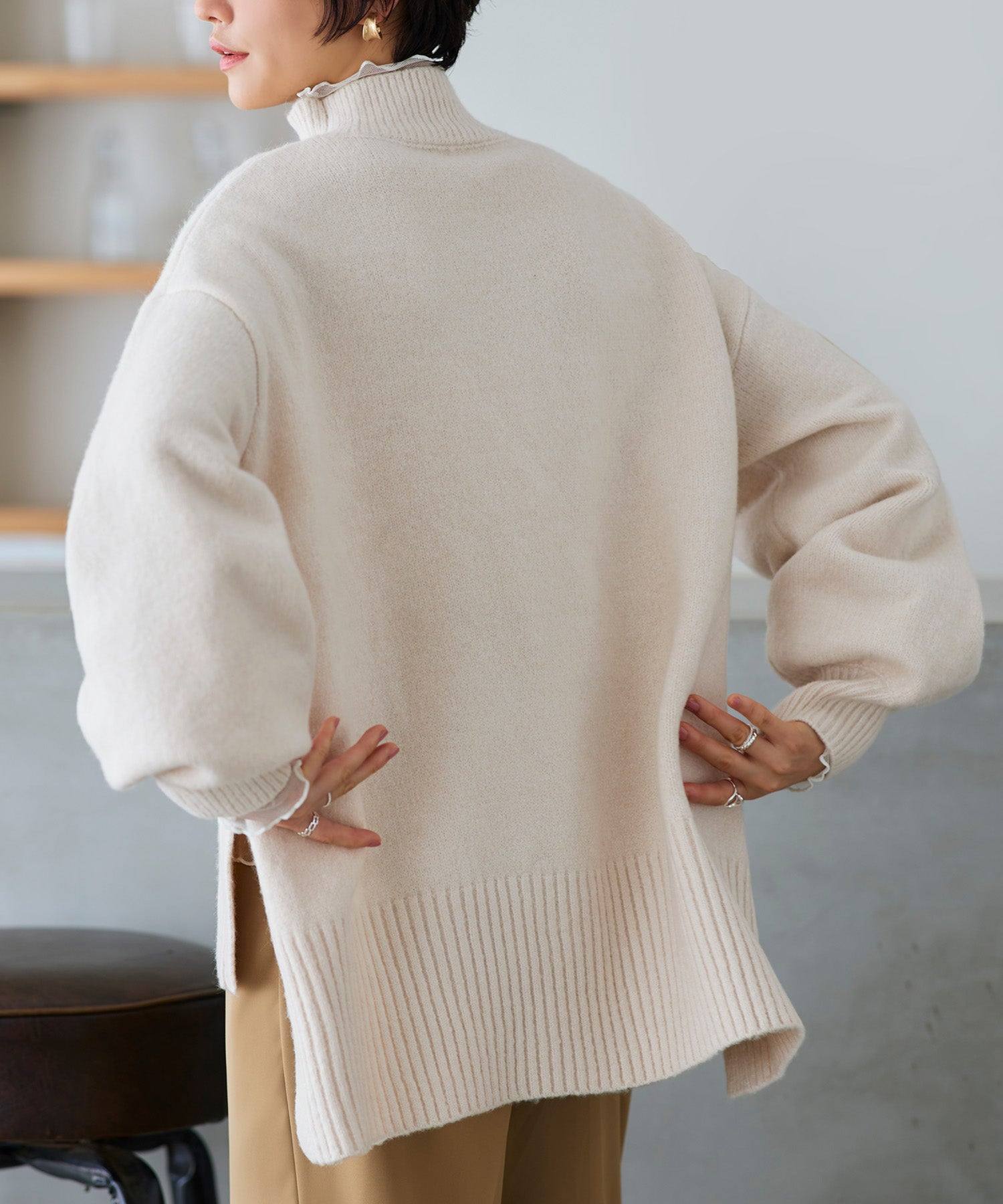 ルイルエブティック RUIRUE BOUTIQUE サイドスリットハイネックニット （アイボリー） アイボリー