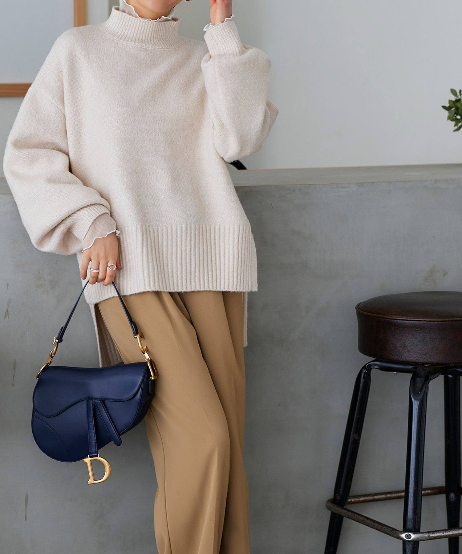 ルイルエブティック RUIRUE BOUTIQUE サイドスリットハイネックニット （アイボリー） アイボリー