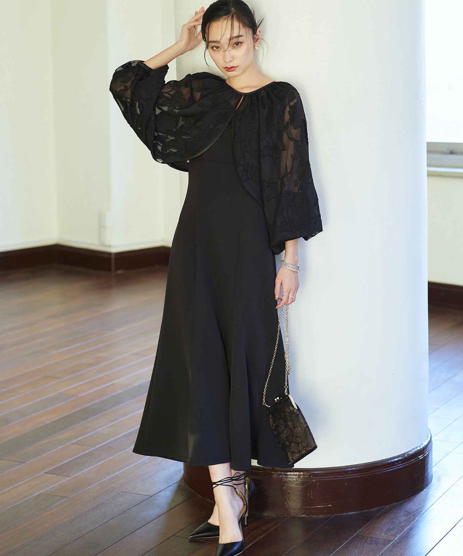 ルイルエブティック RUIRUE BOUTIQUE シアージャカードボレロ＆ナローマーメイドドレス （ブラック） ブラック