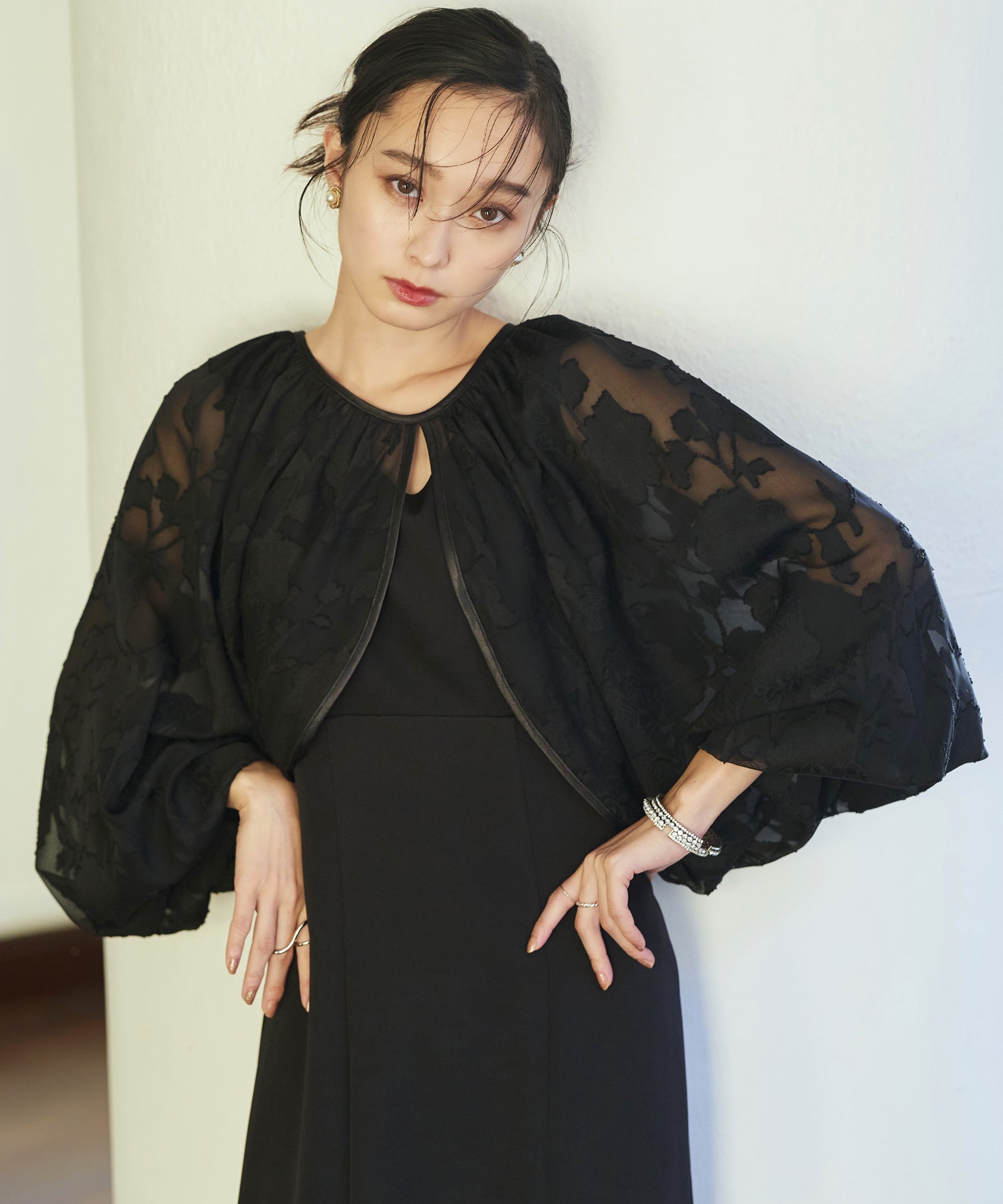 ルイルエブティック RUIRUE BOUTIQUE シアージャカードボレロ＆ナローマーメイドドレス （ブラック） ブラック