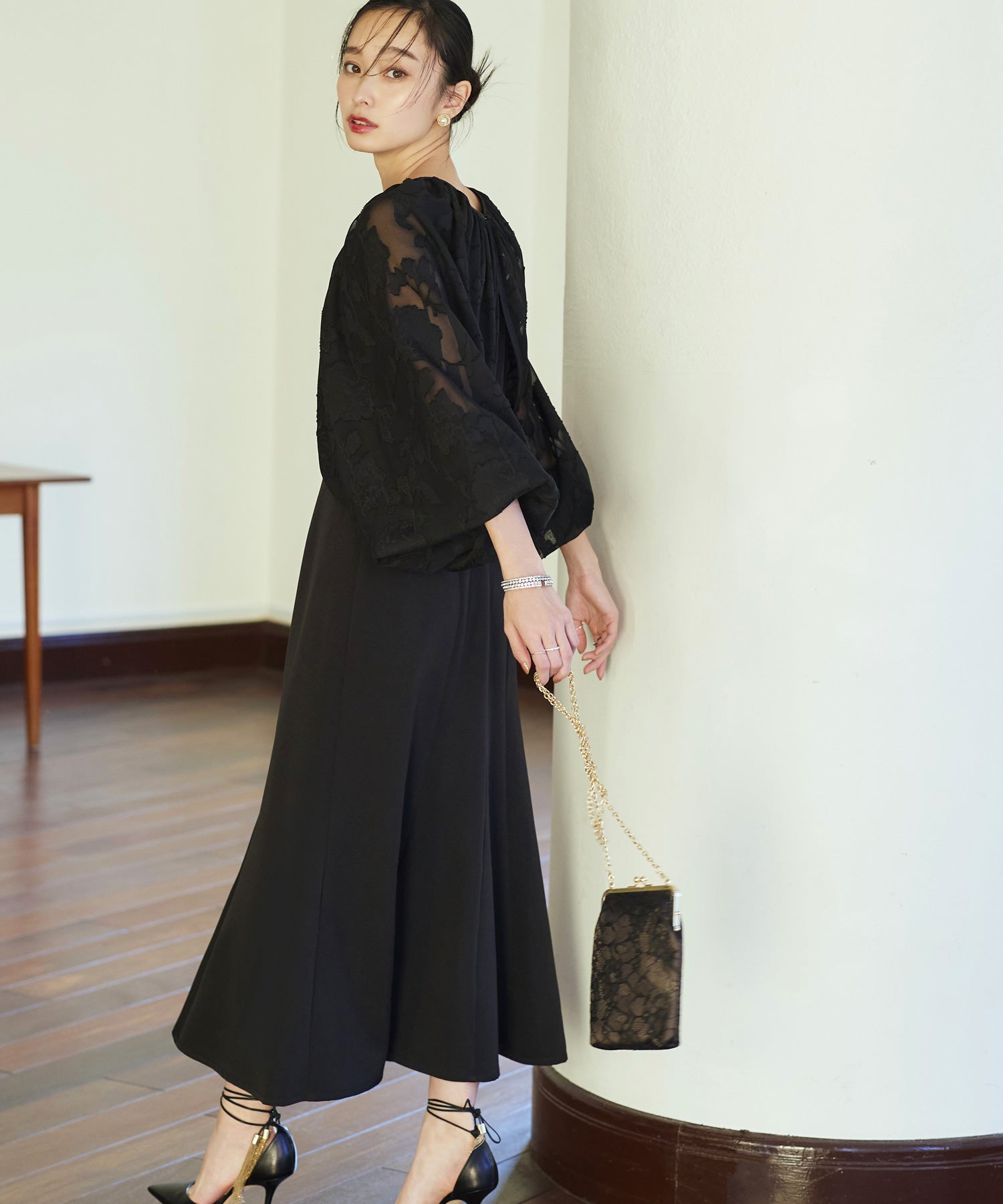 ルイルエブティック RUIRUE BOUTIQUE シアージャカードボレロ＆ナローマーメイドドレス （ブラック） ブラック