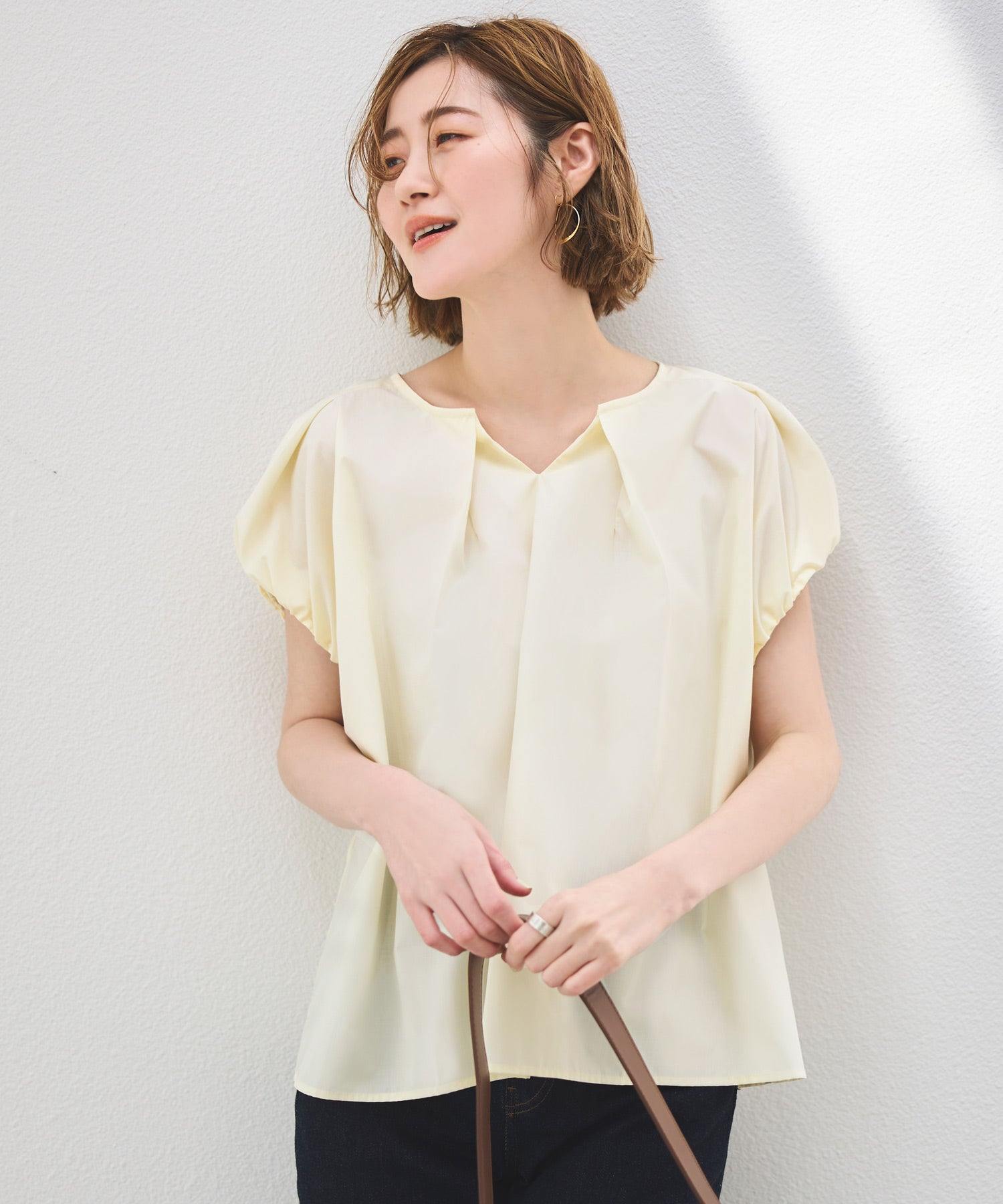 ルイルエブティック RUIRUE BOUTIQUE ショルダータック・フレンチスリーブブラウス （ペールイエロー） ペールイエロー