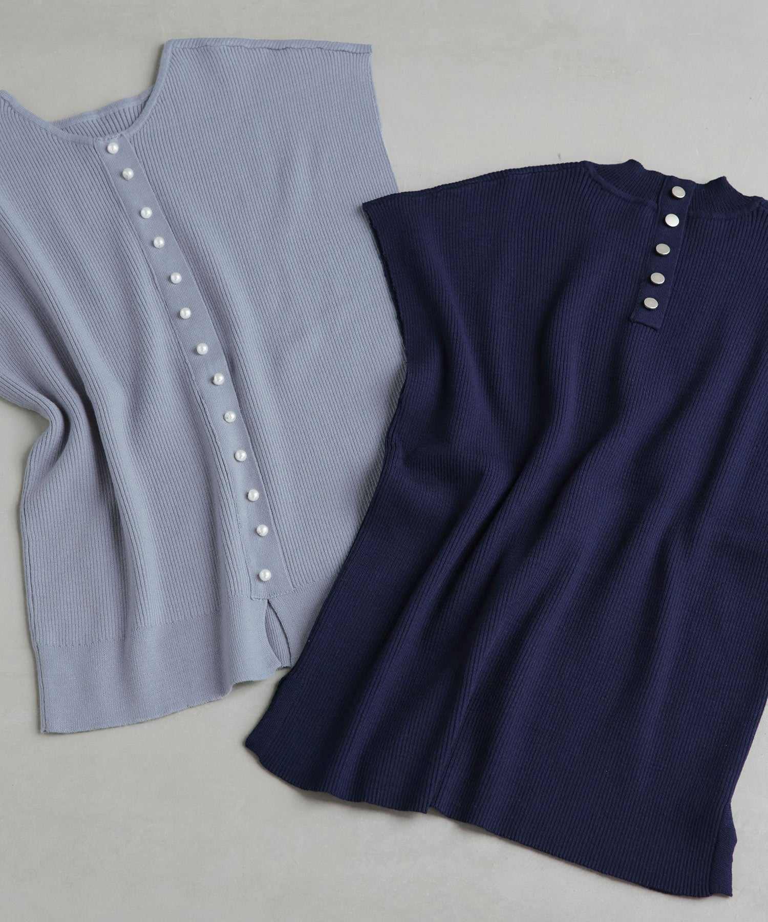 ルイルエブティック RUIRUE BOUTIQUE 選べるデザイン バック釦 フレンチリブニット（Aタイプ/メタル釦） （メタル釦/ブラウン） メタル釦/ブラウン