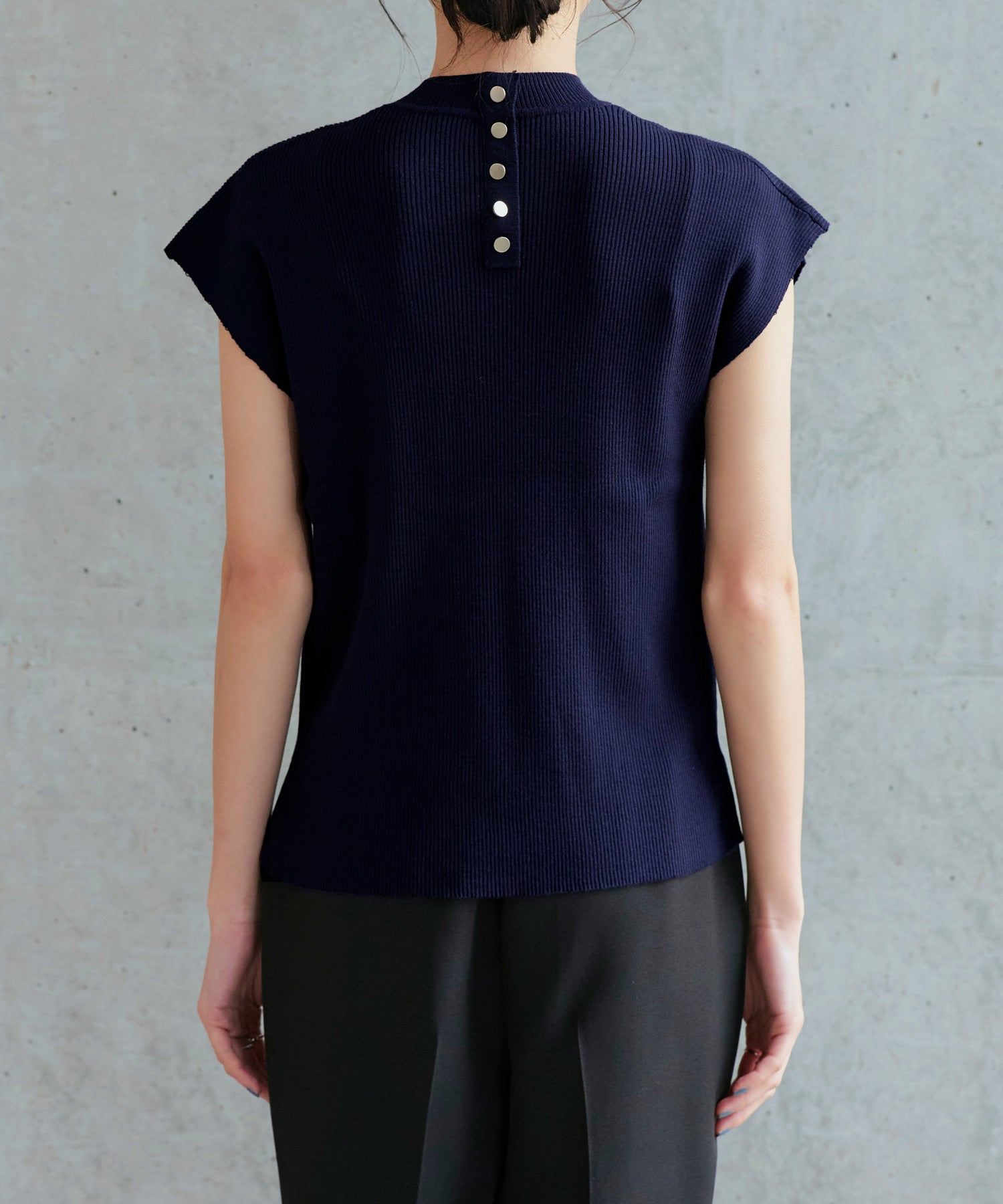 ルイルエブティック RUIRUE BOUTIQUE 選べるデザイン バック釦 フレンチリブニット（Aタイプ/メタル釦） （メタル釦/ブラウン） メタル釦/ブラウン