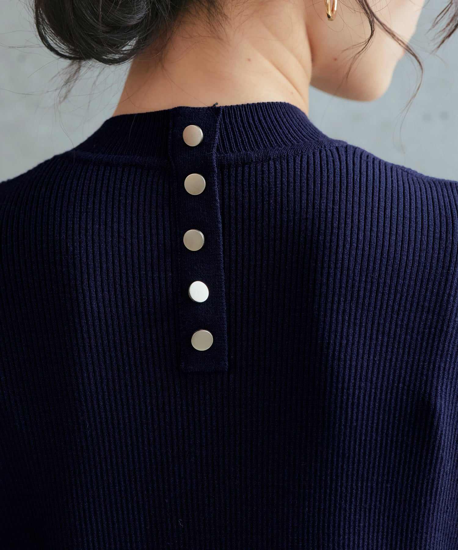 ルイルエブティック RUIRUE BOUTIQUE 選べるデザイン バック釦 フレンチリブニット（Aタイプ/メタル釦） （メタル釦/ブラウン） メタル釦/ブラウン