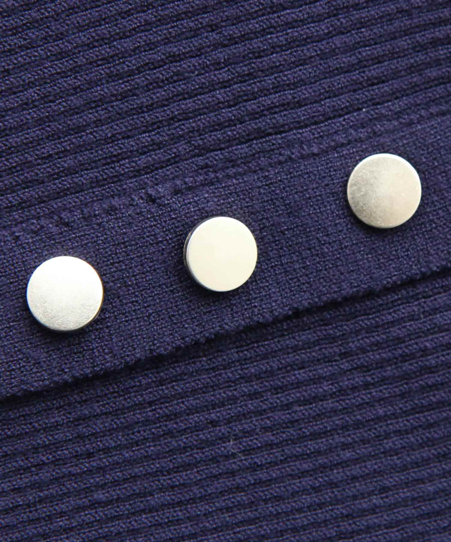 ルイルエブティック RUIRUE BOUTIQUE 選べるデザイン バック釦 フレンチリブニット（Aタイプ/メタル釦） （メタル釦/ブラウン） メタル釦/ブラウン