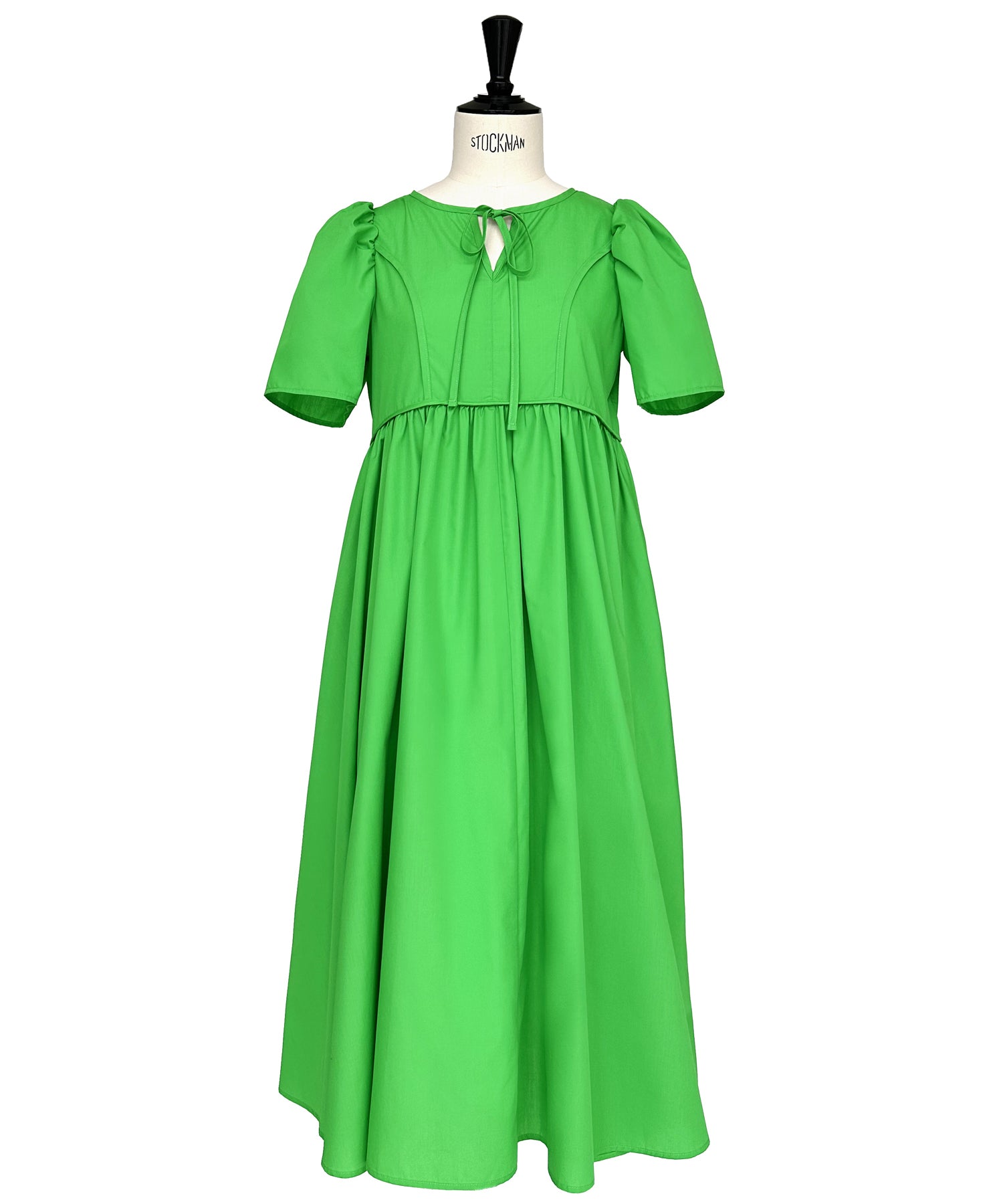 ルイルエブティック RUIRUE BOUTIQUE 洗える ボリュームスリーブ・ギャザー ロング丈 ワンピース （ビビッドグリーン） ビビッドグリーン