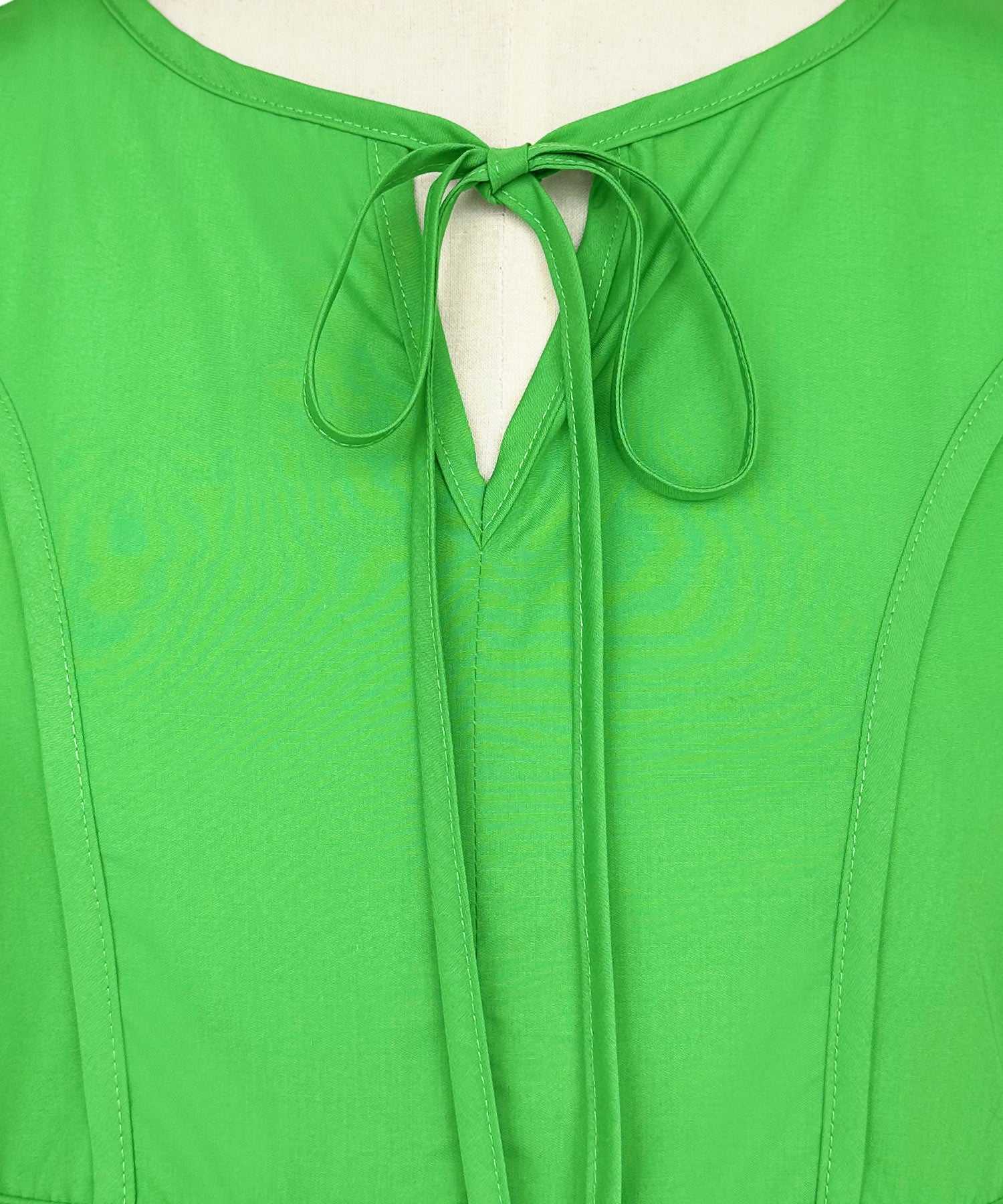 ルイルエブティック RUIRUE BOUTIQUE 洗える ボリュームスリーブ・ギャザー ロング丈 ワンピース （ビビッドグリーン） ビビッドグリーン