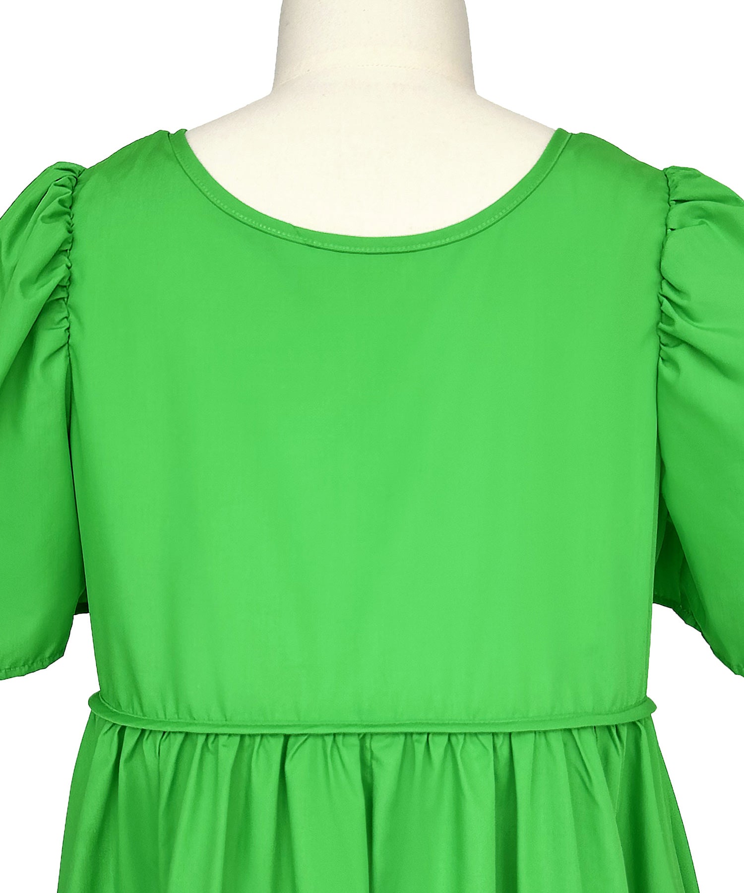 ルイルエブティック RUIRUE BOUTIQUE 洗える ボリュームスリーブ・ギャザー ロング丈 ワンピース （ビビッドグリーン） ビビッドグリーン