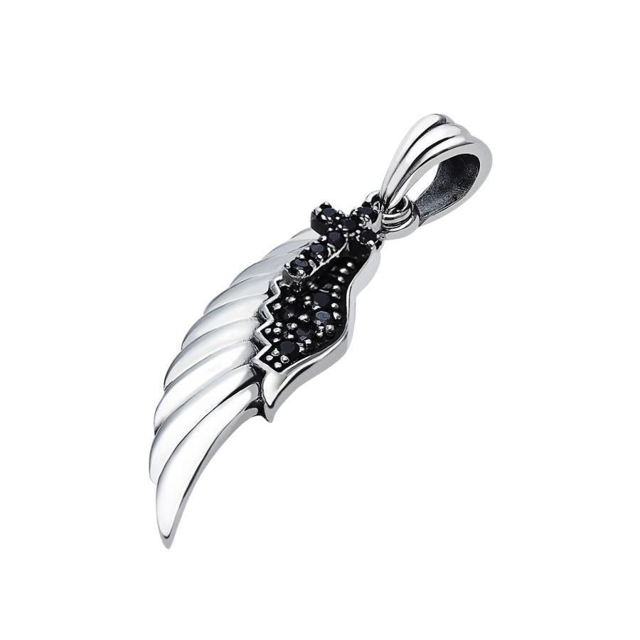 シアーズ Sears ペンダント トップ フェザー クロス ブラック キュービックジルコニア CZ シルバー925 アクセサリー トップのみ （シルバー） シルバー