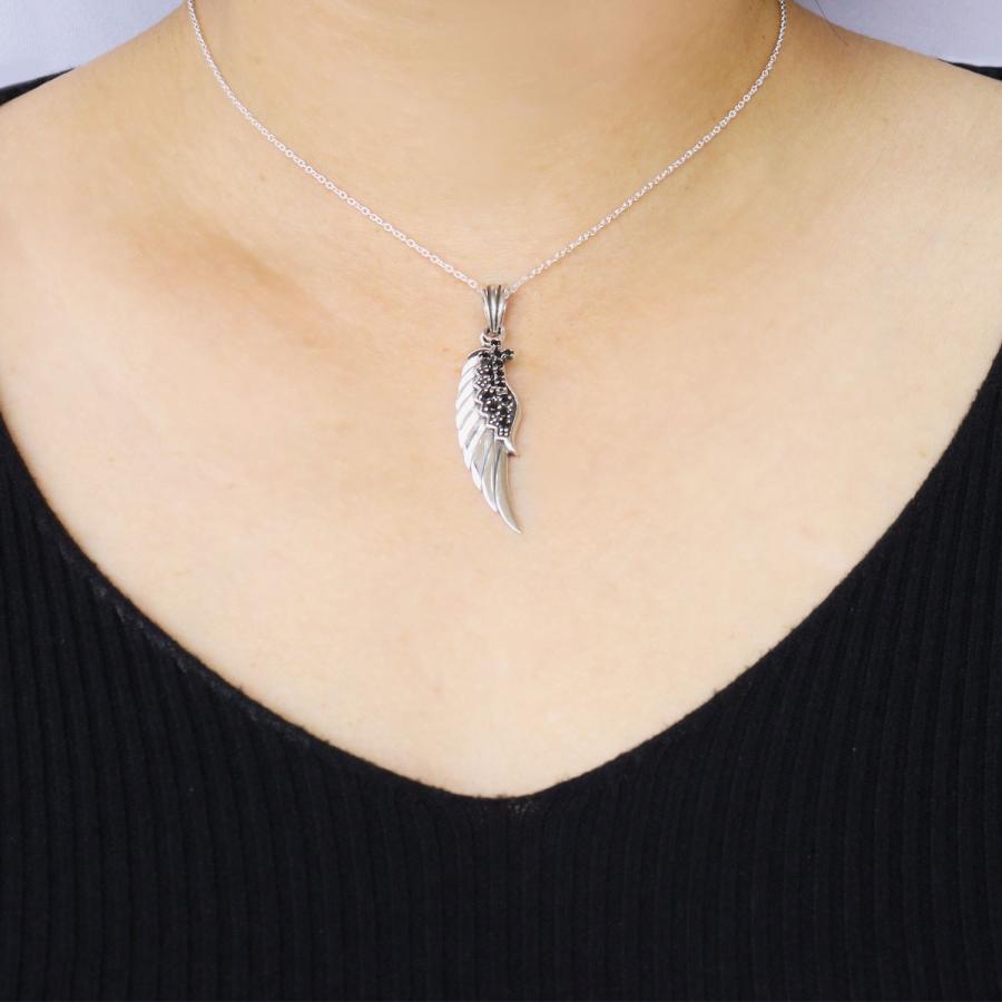 シアーズ Sears ペンダント トップ フェザー クロス ブラック キュービックジルコニア CZ シルバー925 アクセサリー トップのみ （シルバー） シルバー