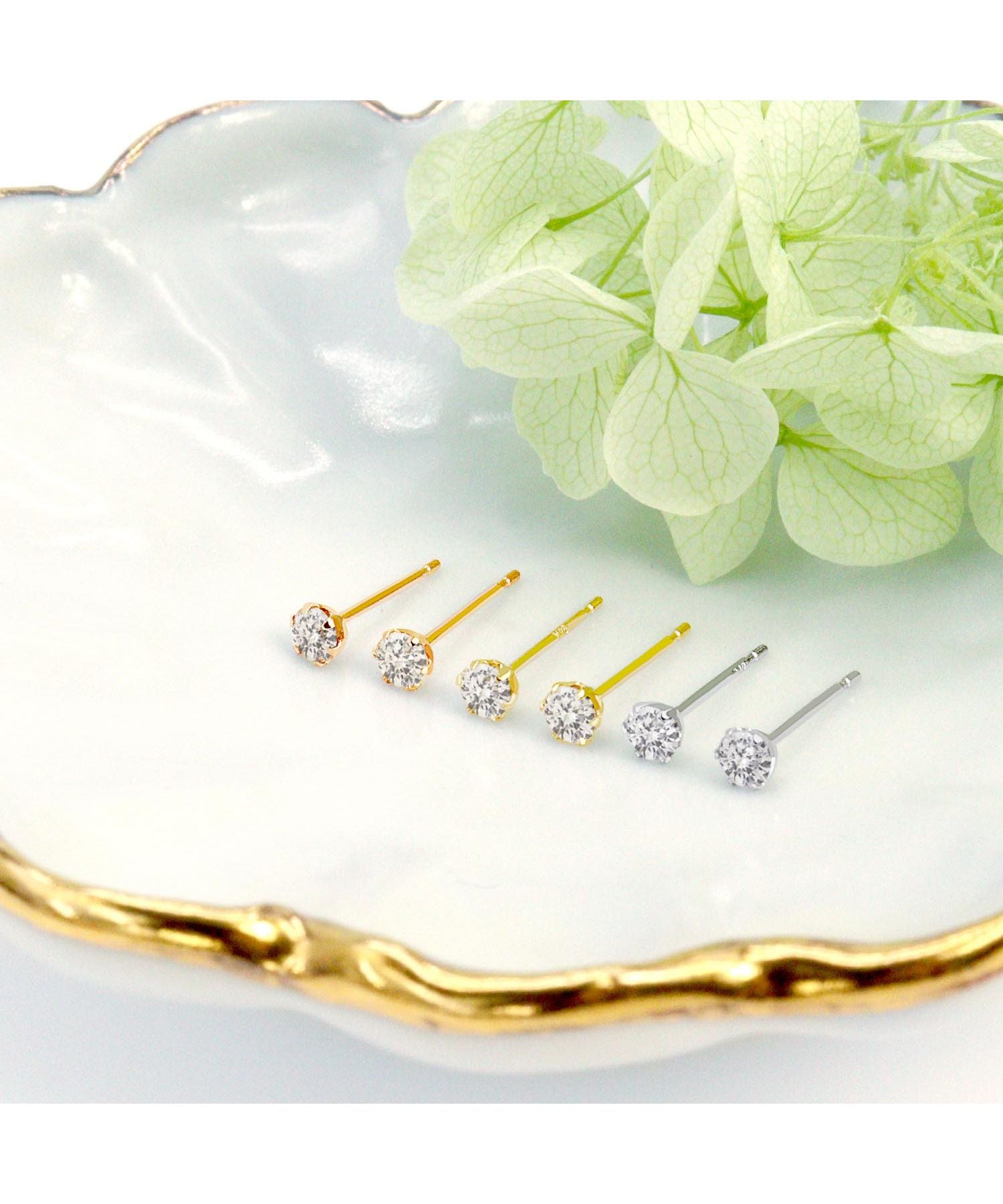 シアーズ Sears シアーズ ピアス レディース 一粒ダイヤモンド 計 0.2ct K10 WG/PG/YG （ホワイトゴールド） ホワイトゴールド