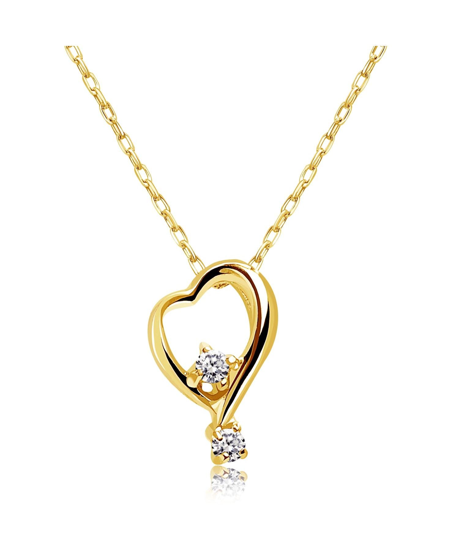 Sears Sears Necklace Heart Ladies K10 gold WG YG PG Diamond Diamond 0.01ct Jewelry Box sp51-0003 Chris
