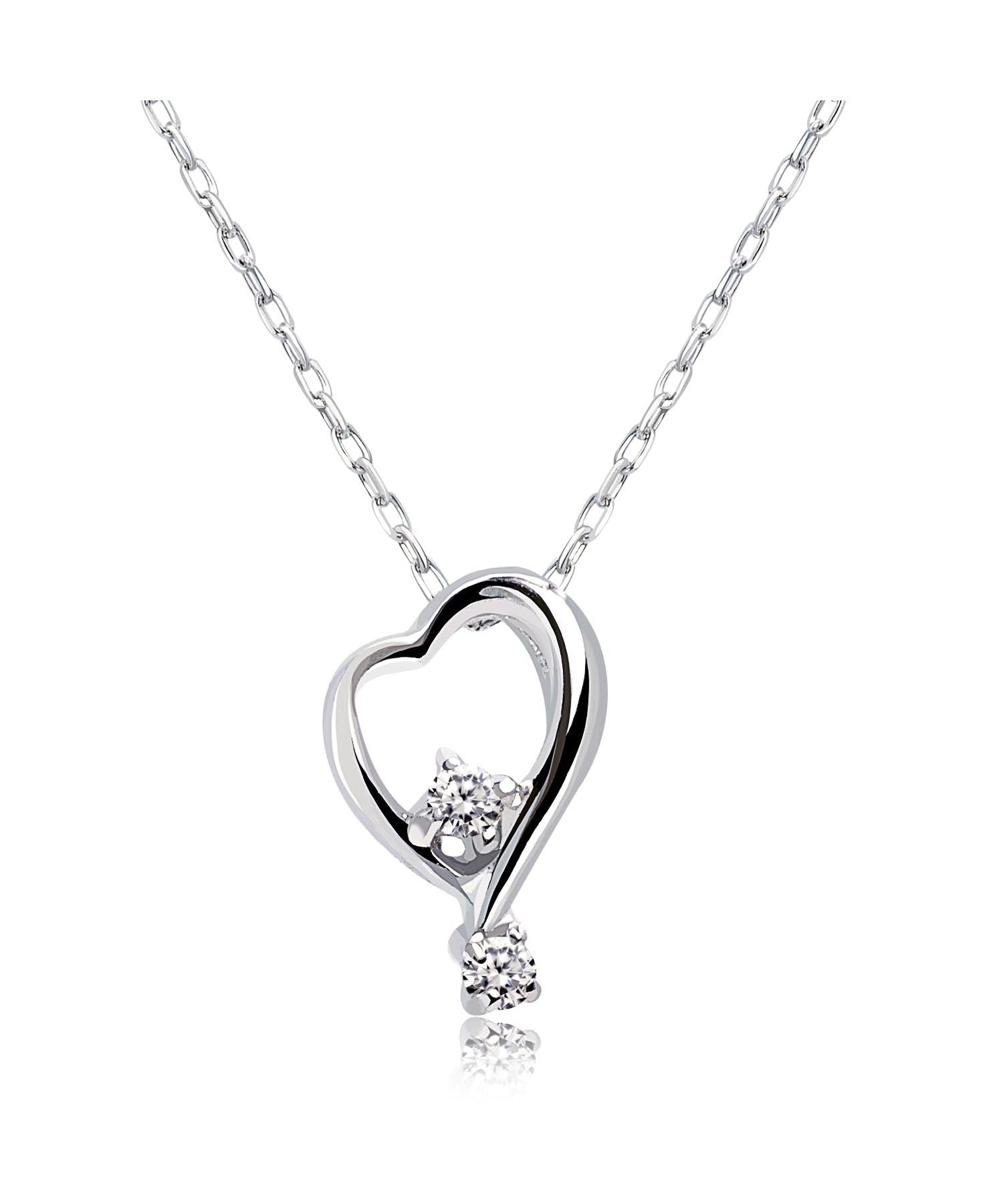 Sears Sears Necklace Heart Ladies K10 gold WG YG PG Diamond Diamond 0.01ct Jewelry Box sp51-0003 Chris