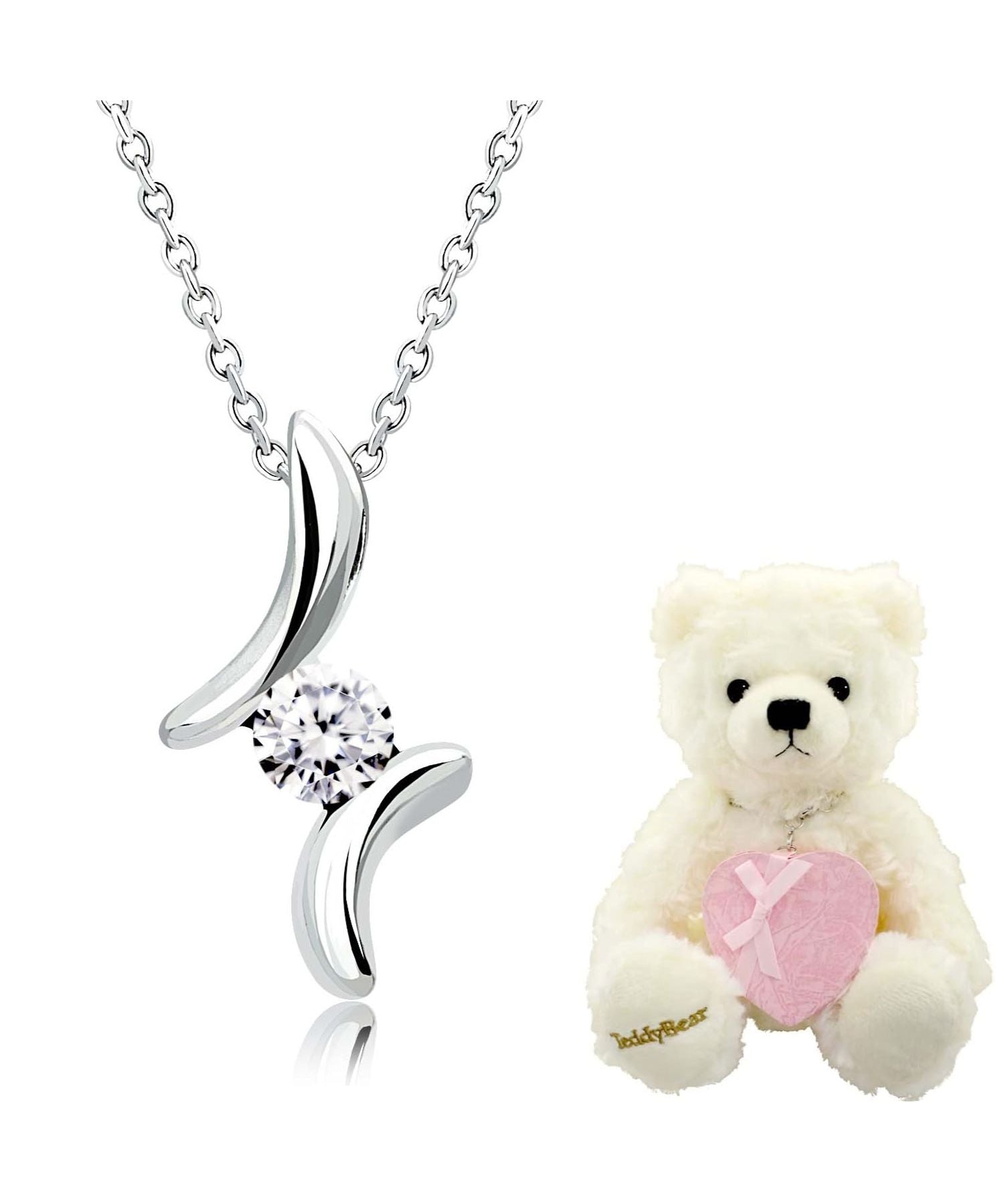 シアーズ Sears シアーズ ネックレス レディース テディベア キュービックジルコニア CZ 1粒 ドロップ sp2361ーtdtー01 誕生日 プレゼント レディース プレゼン （シルバー） シルバー