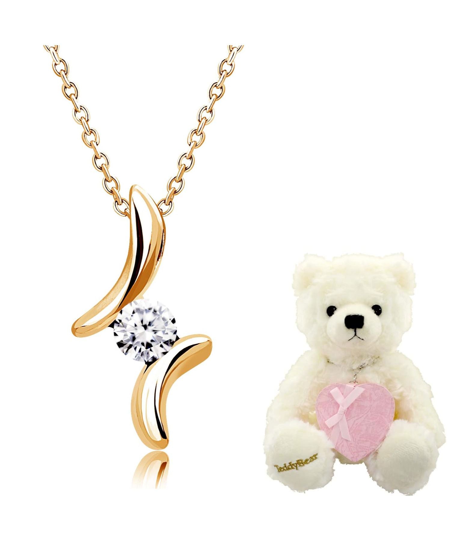 シアーズ Sears シアーズ ネックレス レディース テディベア キュービックジルコニア CZ 1粒 ドロップ sp2361ーtdtー01 誕生日 プレゼント レディース プレゼン （ピンクゴールド） ピンクゴールド