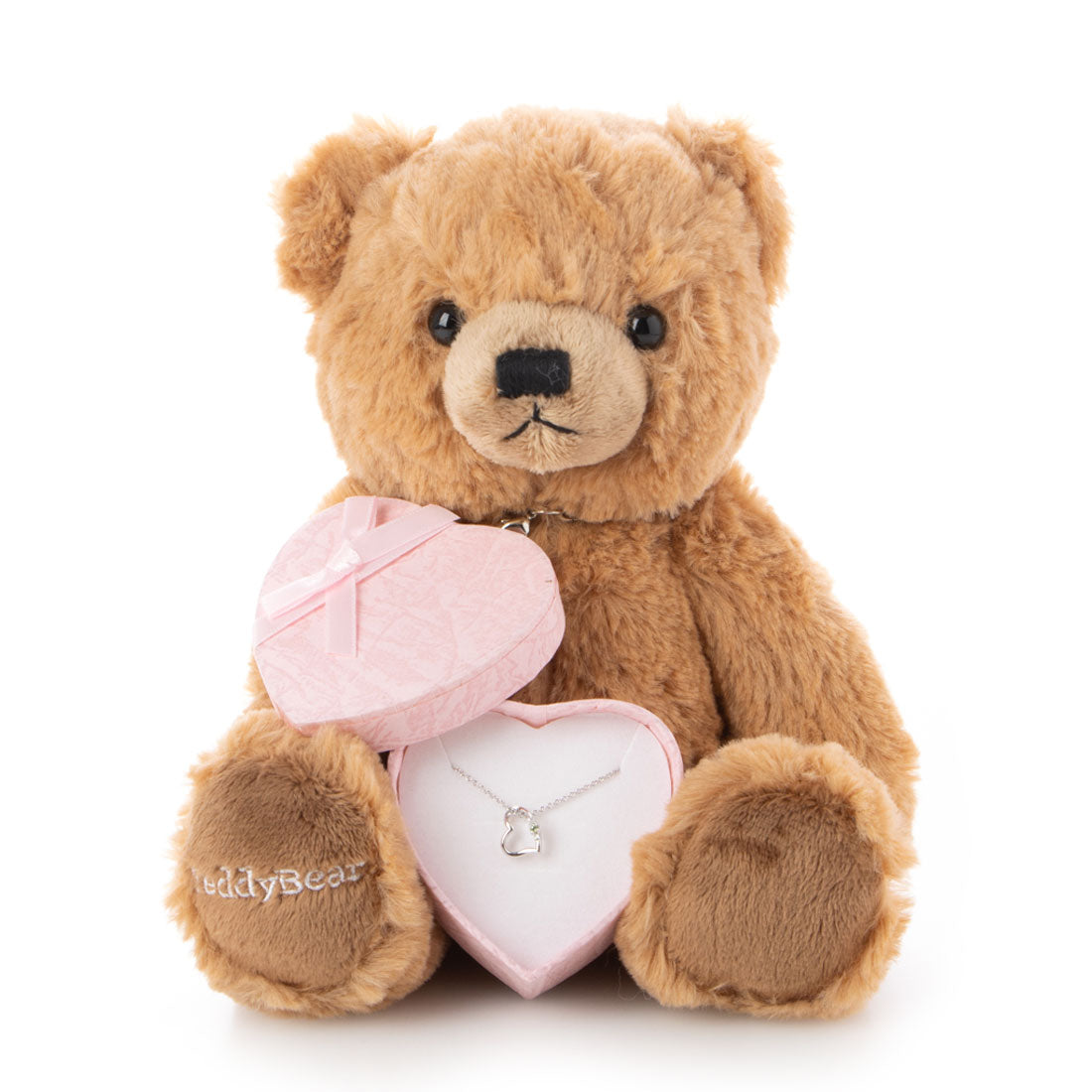 シアーズ Sears 天然ダイヤ ハート ネックレス レディース テディベア ぬいぐるみセット 8月 ペリドット ブラウンベア 1491-tdt-01-b8 テディベア：ブラウン/8月ペリドット