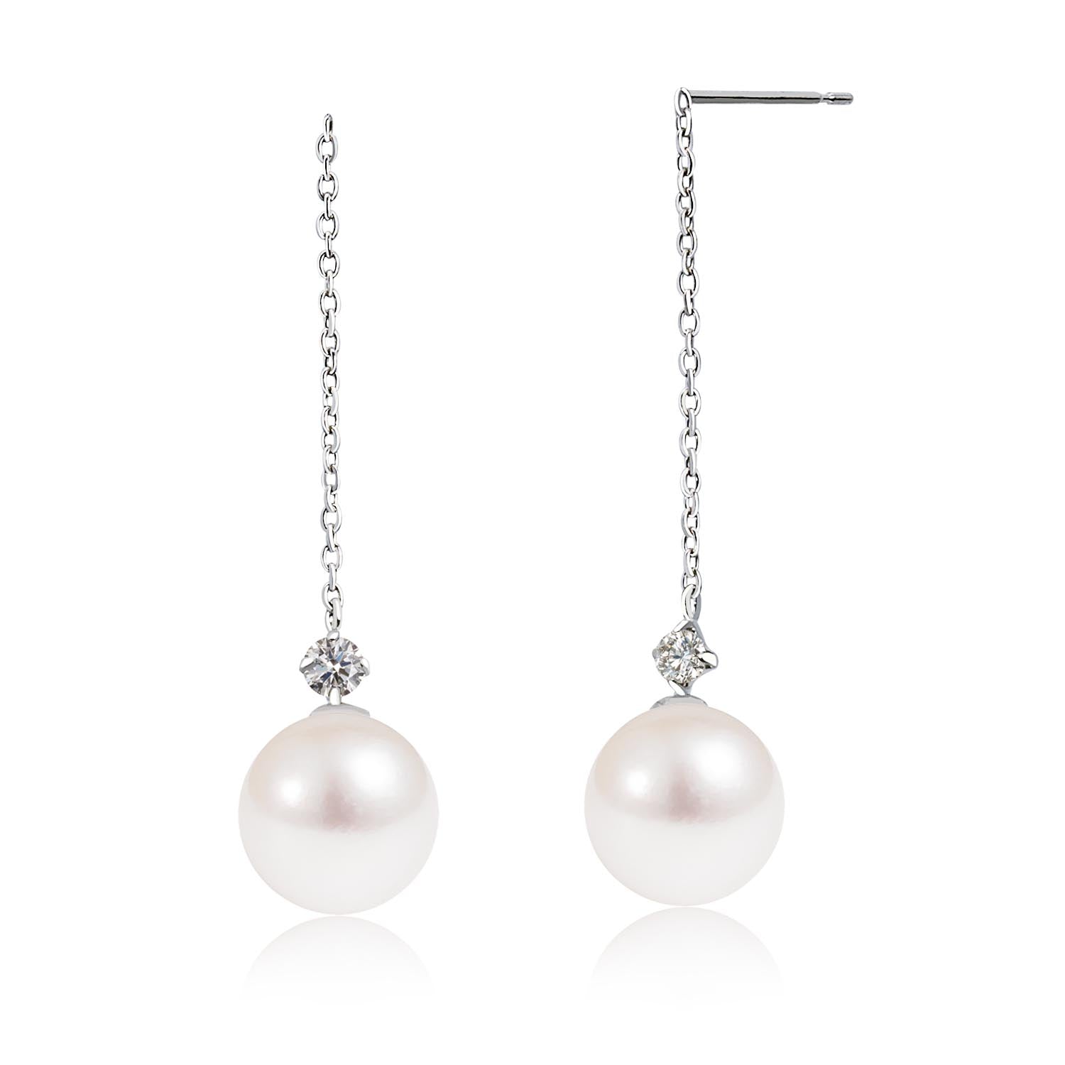 シアーズ Sears ピアス レディース プラチナ PT900 パール アコヤ真珠 7.0～8.0mm 天然ダイヤモンド 0.08ct 揺れる （プラチナ） プラチナ