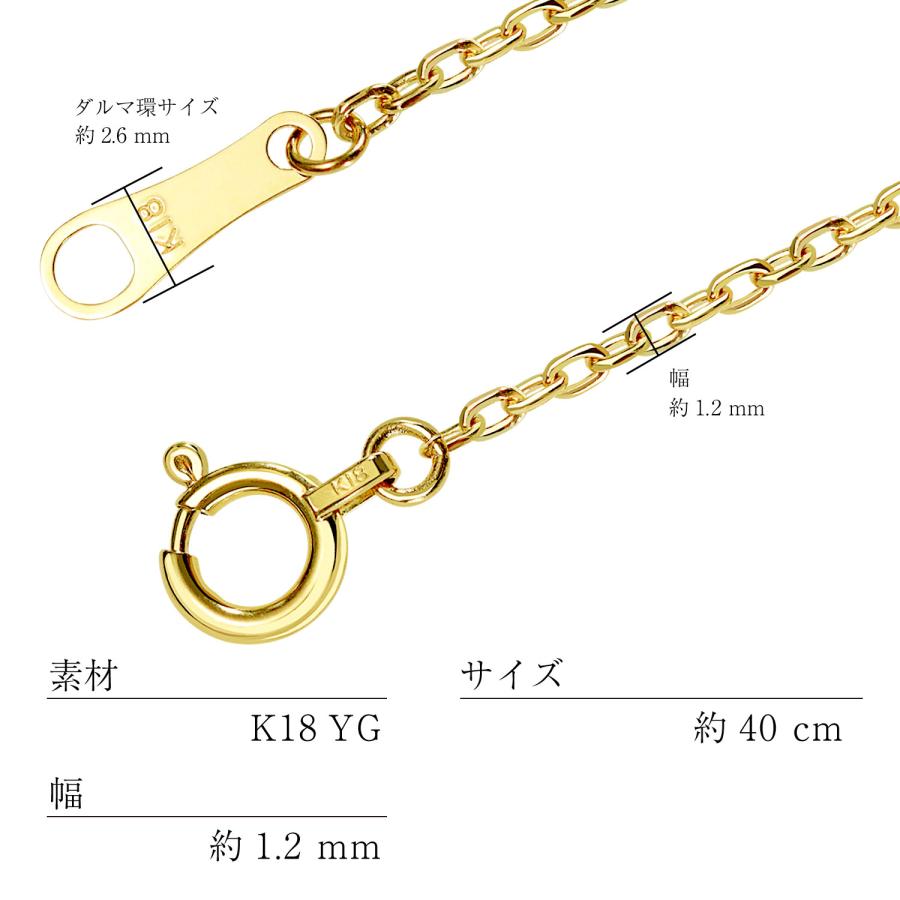 シアーズ Sears 18金 ゴールドチェーン ネックレス あずき 軽量 約1.2mm 0.9g 40cm （イエローゴールド） イエローゴールド