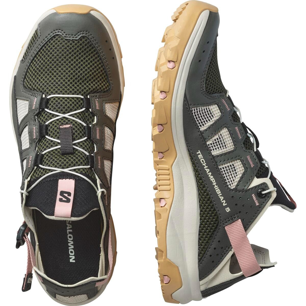 サロモン SALOMON Salomon TECHAMPHIBIAN 5 W（サロモン テック アンフィビアン 5） （Peat/Rainy Day/Hyma Pink） Peat/Rainy Day/Hyma Pink