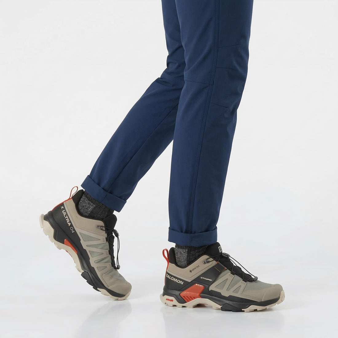 サロモン SALOMON X ULTRA 4 GTX ハイキングシューズ （カーキ×ブラック×チェリー） カーキ×ブラック×チェリー