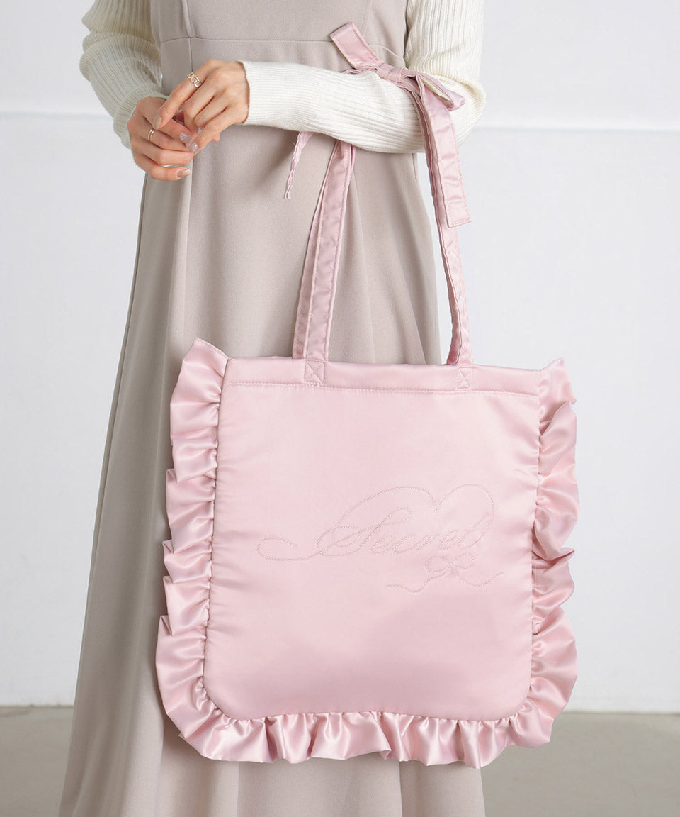 シークレットドア SecretDoor リボン ラインストーン トートバッグ フリル A4 ラレーヌ