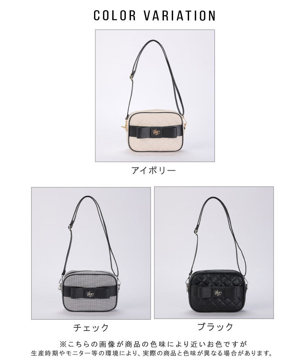 シークレットドア SecretDoor りぼん リボン ショルダーバッグ ショルダー 肩掛け 斜め掛け 斜めがけ キルト キルティング 千鳥 千鳥柄 チェック柄 ホイップ
