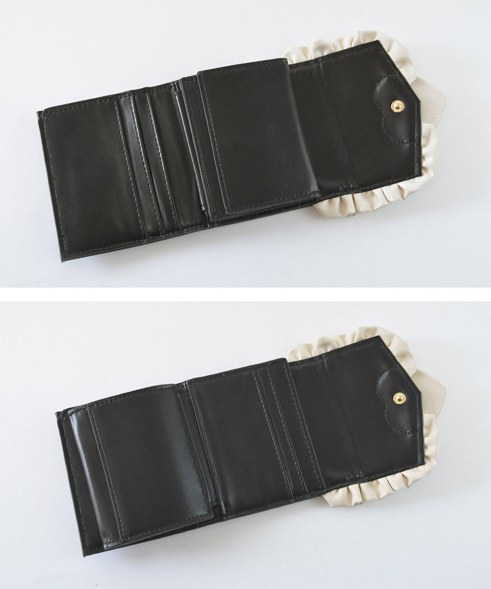 シークレットドア SecretDoor フリル キルト ハート ボックスコイン 三つ折り財布 ミニ財布 メロン