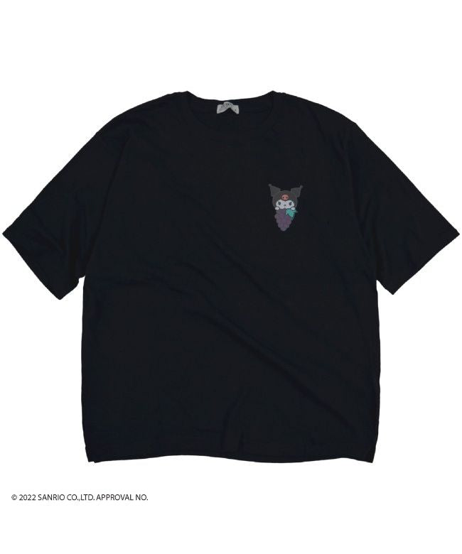 サンリオ Sanrio クロミ サンリオ ビック Tシャツ 半袖 バック プリント フルーツ sanrio M L LL （ブラック） ブラック