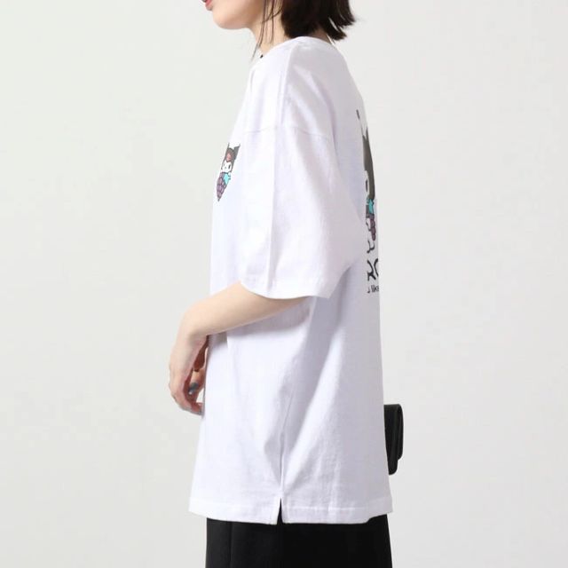 サンリオ Sanrio クロミ サンリオ ビック Tシャツ 半袖 バック プリント フルーツ sanrio M L LL （ブラック） ブラック