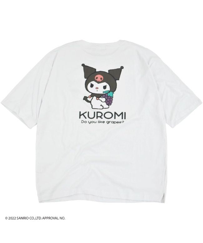 サンリオ Sanrio クロミ サンリオ ビック Tシャツ 半袖 バック プリント フルーツ sanrio M L LL （ブラック） ブラック