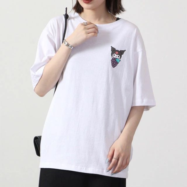 サンリオ Sanrio クロミ サンリオ ビック Tシャツ 半袖 バック プリント フルーツ sanrio M L LL （オフホワイト） オフホワイト