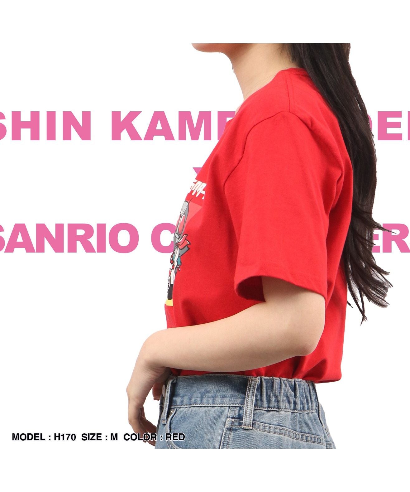 Sanrio x Shin Kamen Rider Collaboration Print T-Shirt Short Sleeve Kamen Rider Sanrio