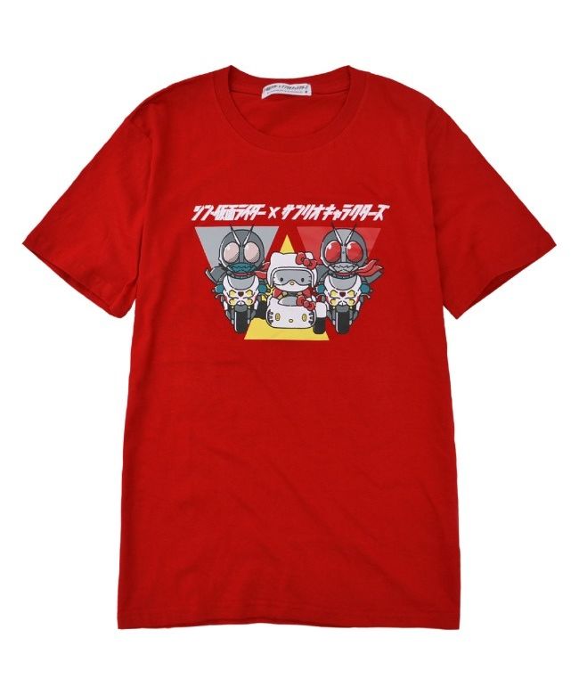 Sanrio x Shin Kamen Rider Collaboration Print T-Shirt Short Sleeve Kamen Rider Sanrio