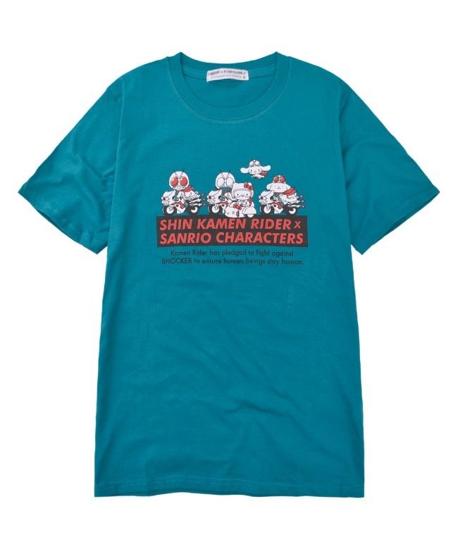 Sanrio x Shin Kamen Rider Collaboration Print T-Shirt Short Sleeve Kamen Rider Sanrio