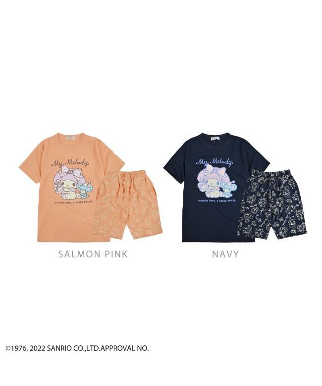 サンリオ Sanrio マイメロディ  ドライワッフル 半袖 Tシャツ ハーフパンツ  セット マイメロ レディース M L LL （サーモンピンク） サーモンピンク