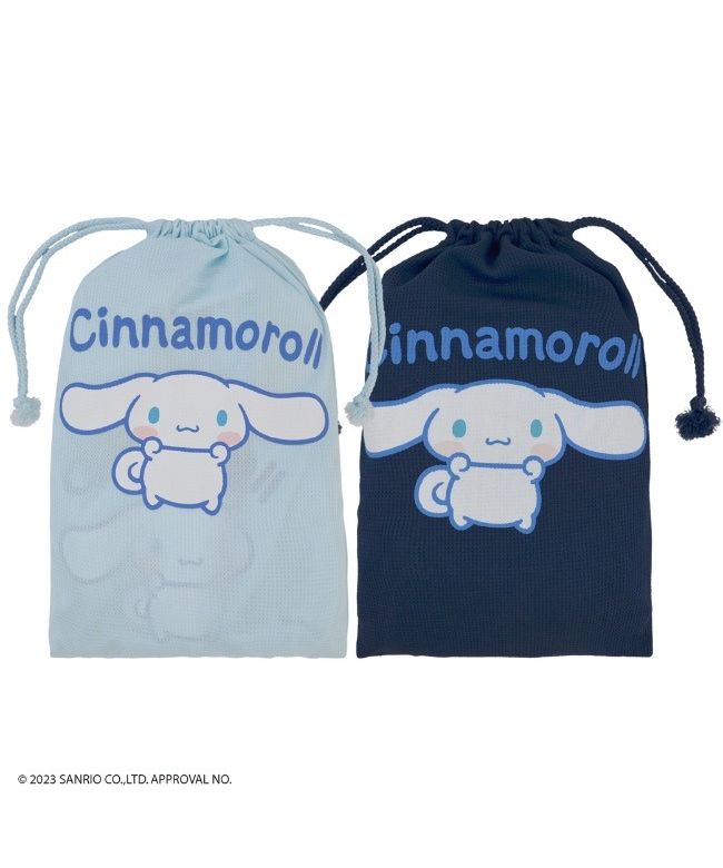 サンリオ Sanrio シナモロール サンリオ Tシャツ ハーフ パンツ 巾着 上下 セット 部屋着 プリント sanrio （ホワイトxネイビー） ホワイトxネイビー