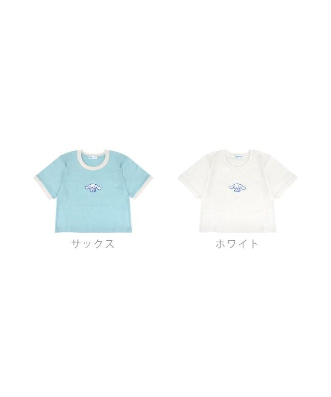 Sanrio Cinnamoroll T-shirt Chibi T Sanrio Characters Embroidery Women's Short Length Short Sleeve