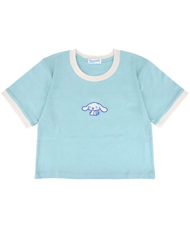 Sanrio Cinnamoroll T-shirt Chibi T Sanrio Characters Embroidery Women's Short Length Short Sleeve