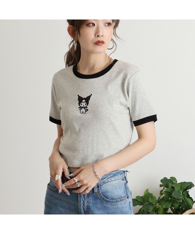 Sanrio Kuromi T-shirt Chibi T Sanrio Characters Embroidery Women's Sho
