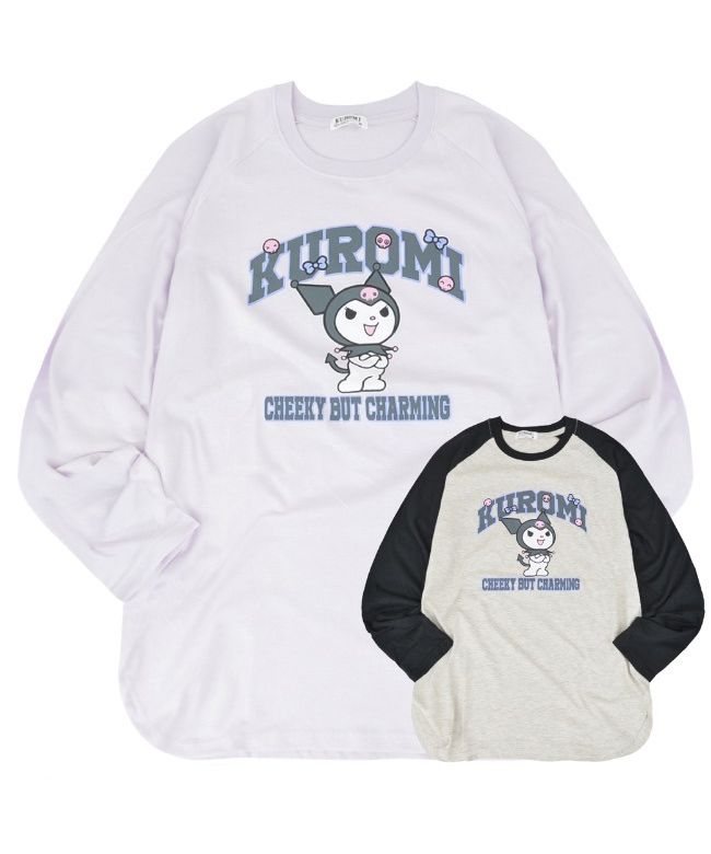 Sanrio Kuromi Long Sleeve T-Shirt Raglan Sanrio Characters