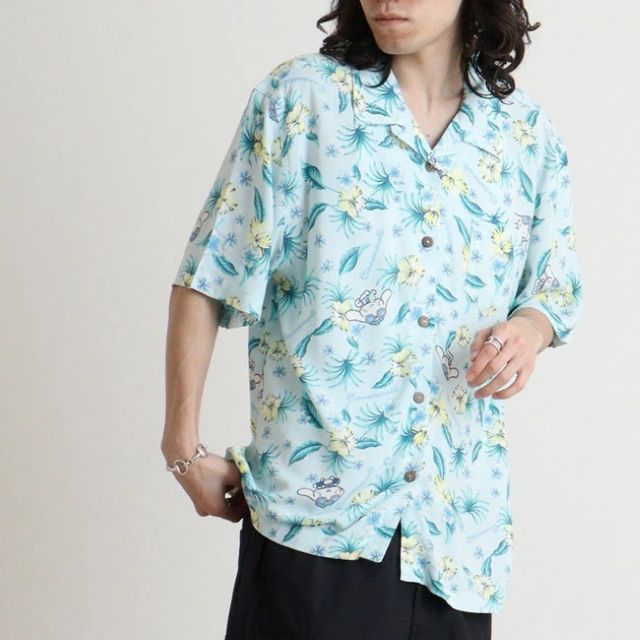 サンリオ Sanrio シナモロールアロハ シャツ 半袖 夏 海 総柄 aloha レディース ハワイ サンリオ キャラクターズ （サックス） サックス