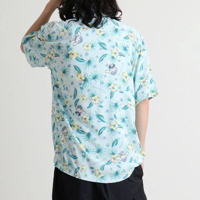 サンリオ Sanrio シナモロールアロハ シャツ 半袖 夏 海 総柄 aloha レディース ハワイ サンリオ キャラクターズ （サックス） サックス