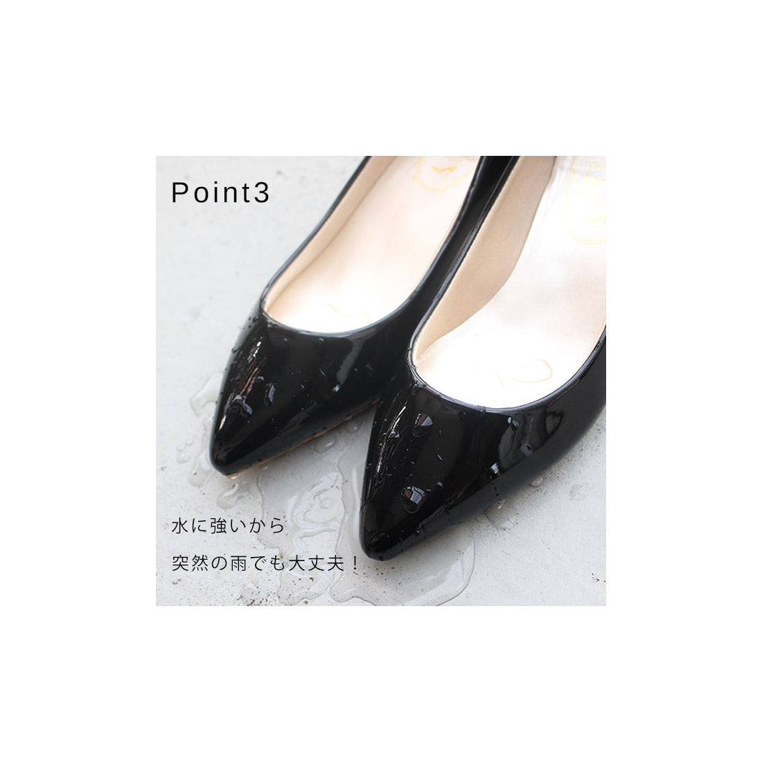 Simple Style 【Import】ミドルヒール エナメルポインテッドトゥパンプス