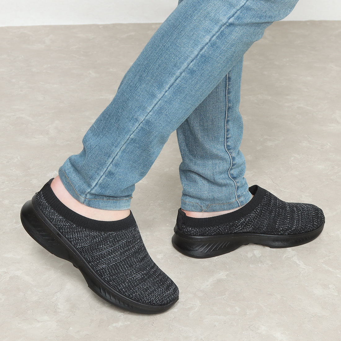 Step Luck Flyknit Sneakers, Heelless, Clog Sandals, Sneakers, Comfortable, Slip-ons, Indoor Shoes, Unisex, sl_22536