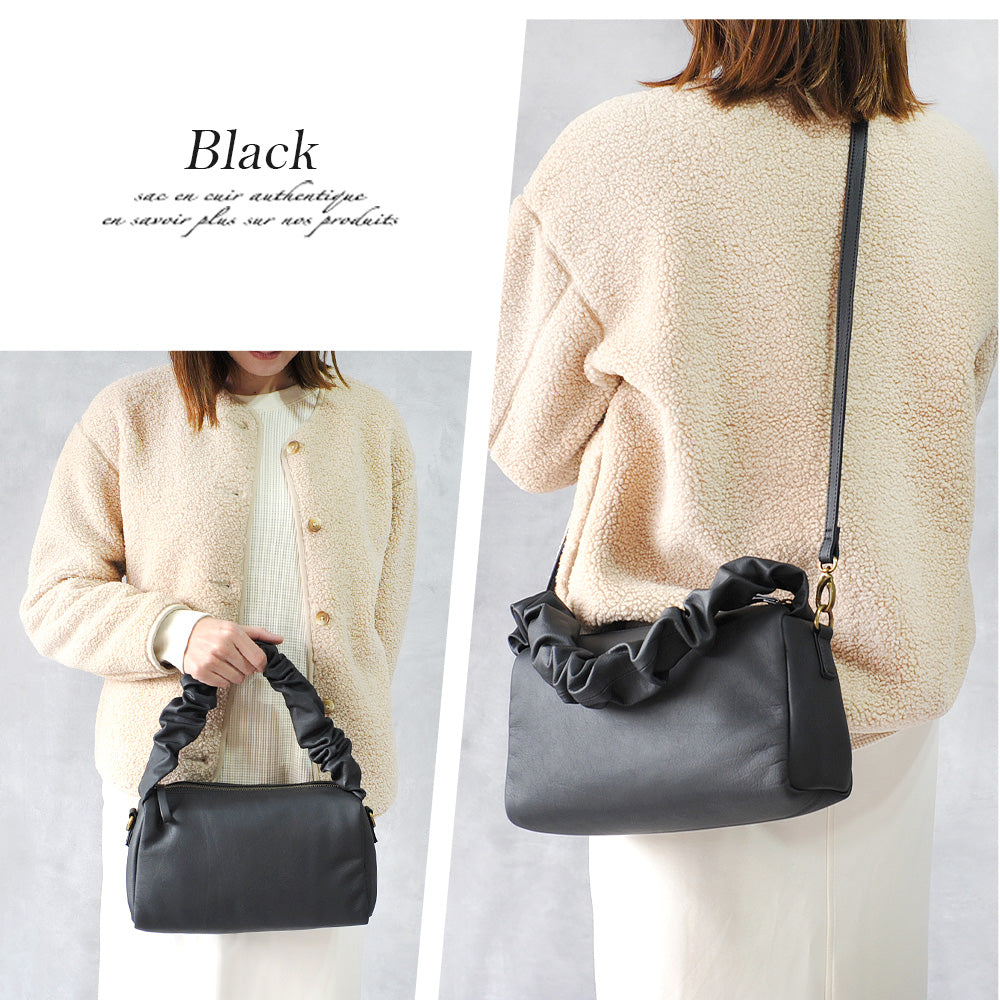 Sabet Super Soft Leather Gathered Handle Shoulder