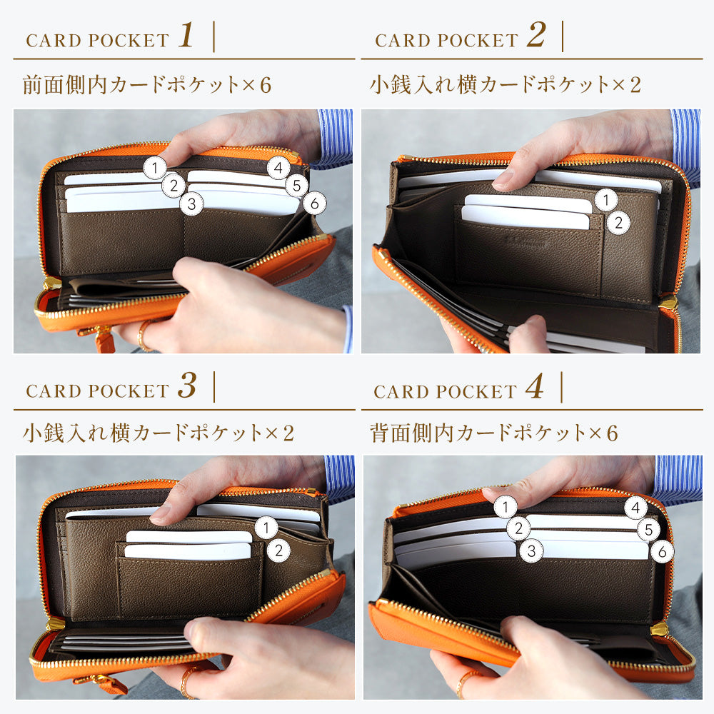 サベット Sabet フェミニンなバイカラー L字ファスナー長財布 （オレンジ） オレンジ