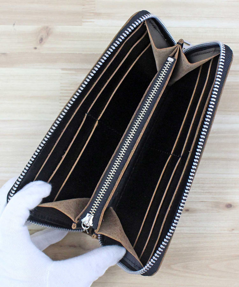 ショット Schott ONE STAR ZIP WALLET 本革 長財布 ワンスター ジップウォレット ブラック 本革 レザー 財布 サイフ 星 スタッズ メンズ ブランド （ブラック） ブラック
